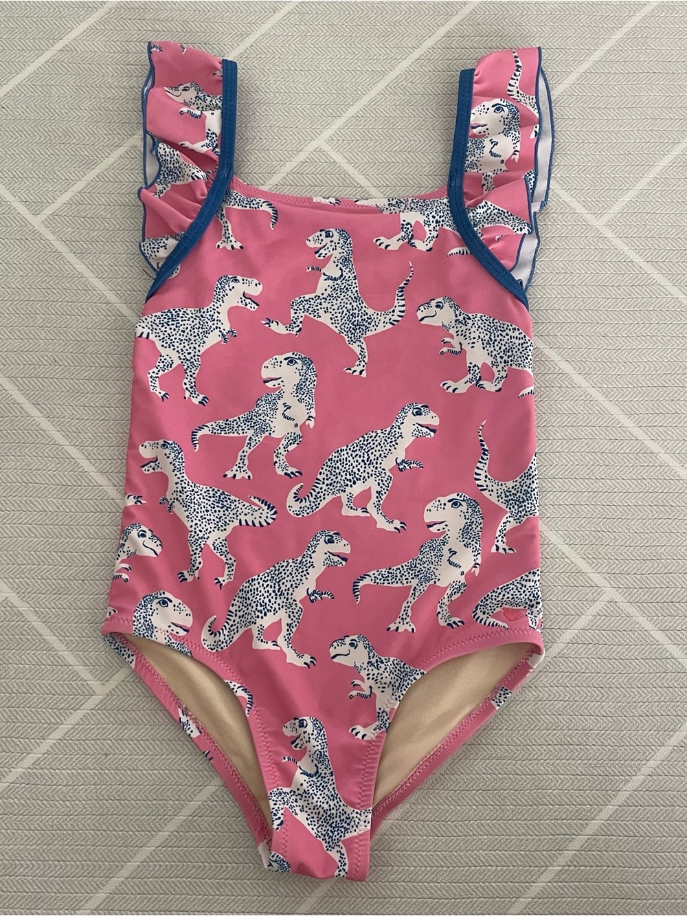 Play Condition)Pink Chicken Pink Dinosaur One-Piece Swimsuit Girl’s Size 6Y